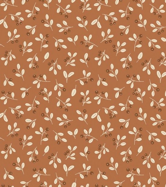 JÖRO - Papier peint enfant / Motif baie et feuille